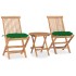 Set comedor de jardín plegable 3 piezas madera de teca