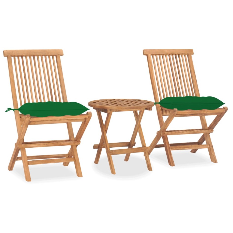 Set comedor de jardín plegable 3 piezas madera de teca