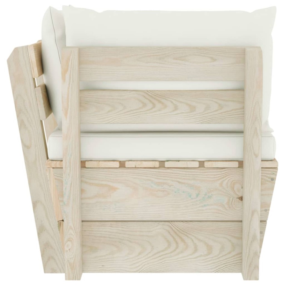 Sofá de esquina de palets de jardín cojines abeto