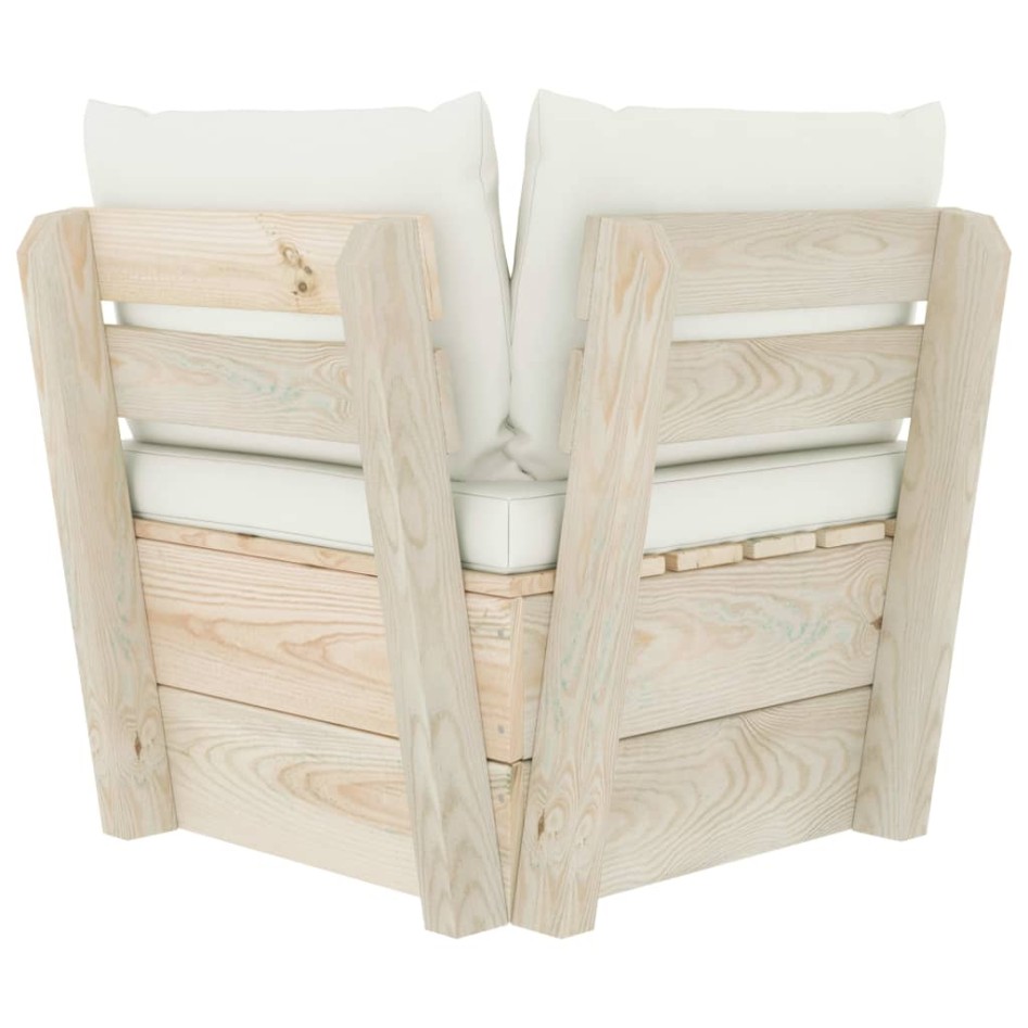 Sofá de esquina de palets de jardín cojines abeto