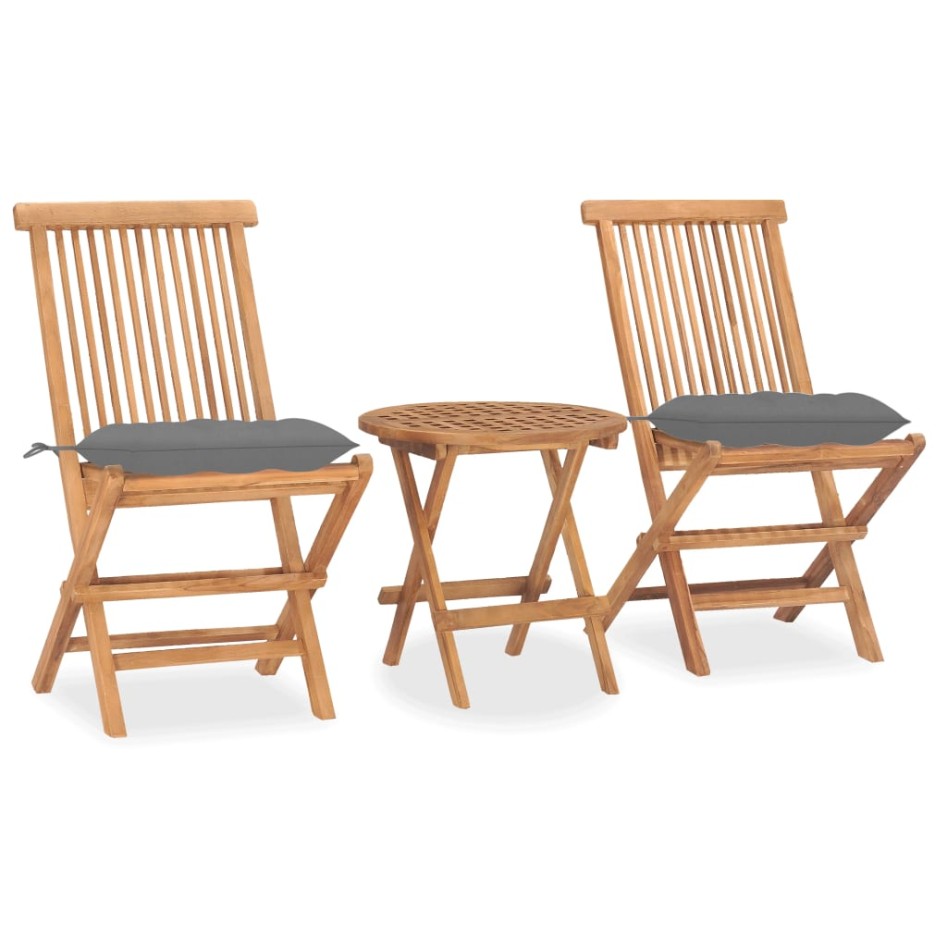Set comedor de jardín plegable 3 piezas madera de teca