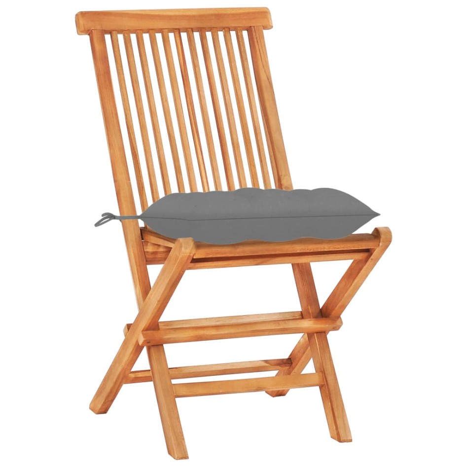 Set de bistró 3 pzas madera maciza de teca con cojines