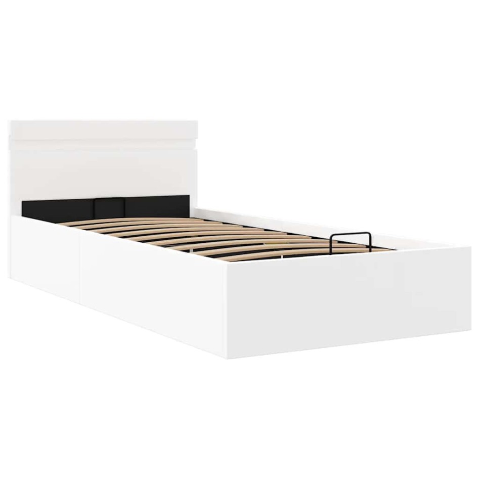 Cama canapé hidráulica con LED sin colchón blanco 100x200