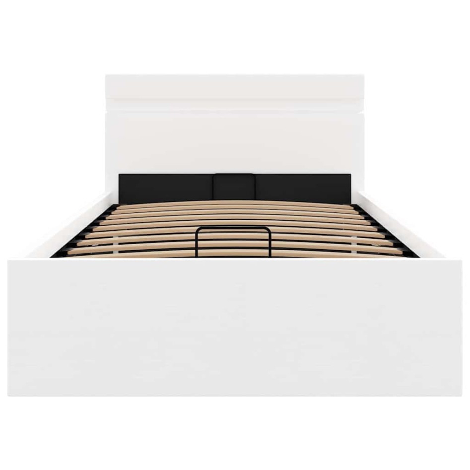 Cama canapé hidráulica con LED sin colchón blanco 100x200