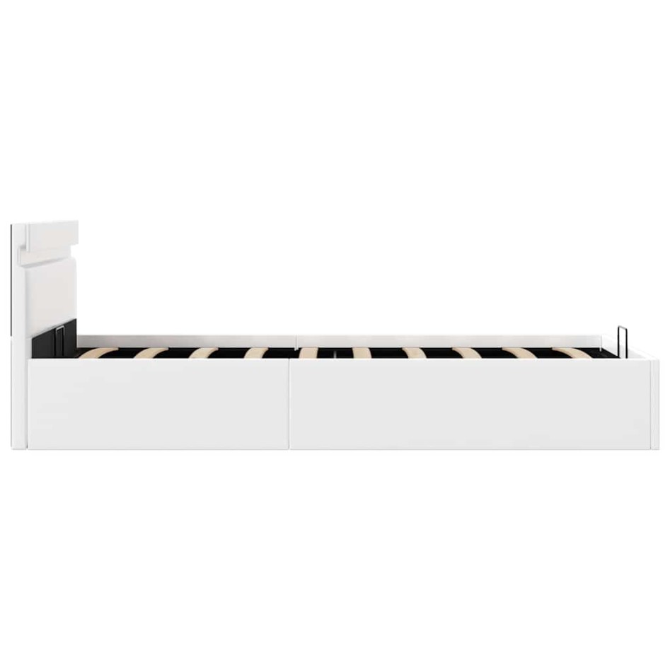 Cama canapé hidráulica con LED sin colchón blanco 100x200