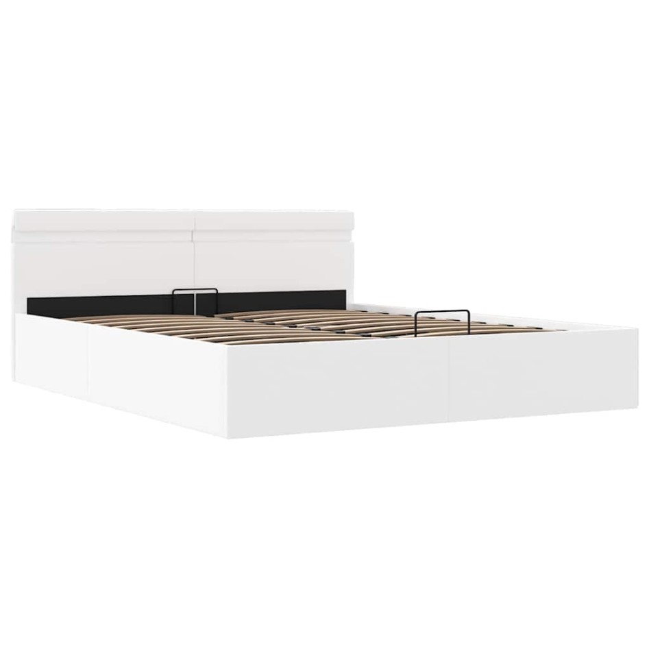 Cama canapé hidráulica con LED sin colchón blanco 180x200