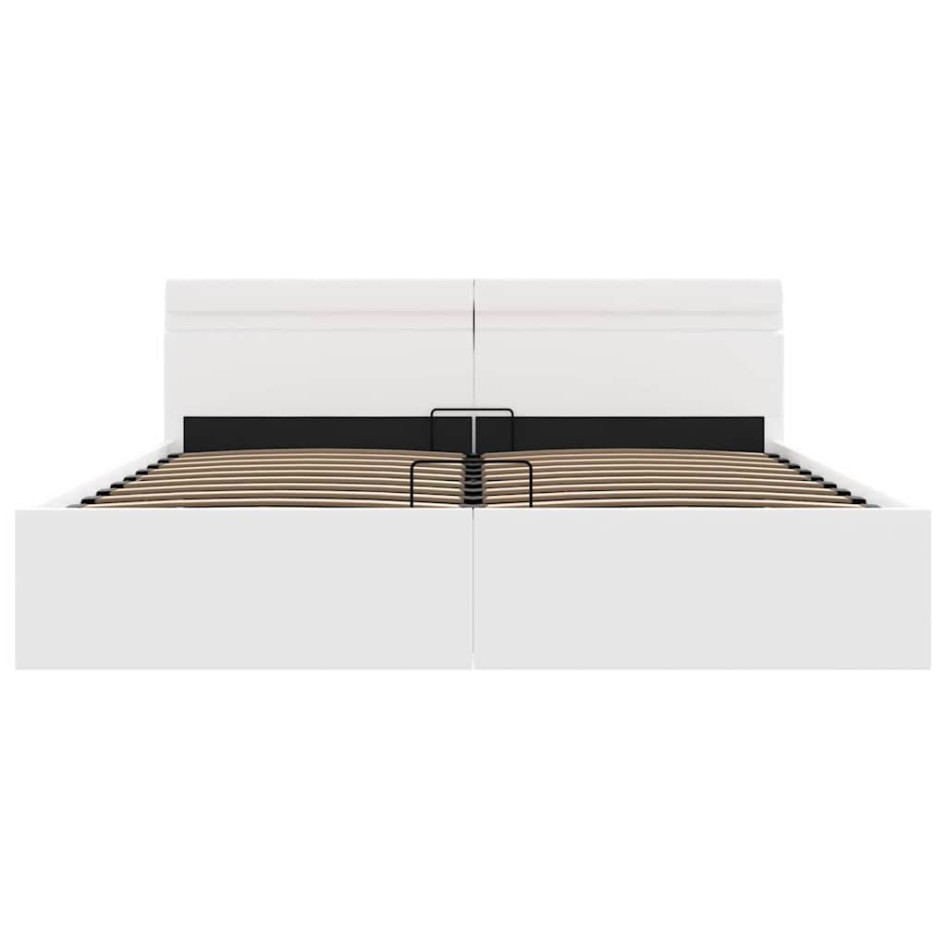 Cama canapé hidráulica con LED sin colchón blanco 180x200