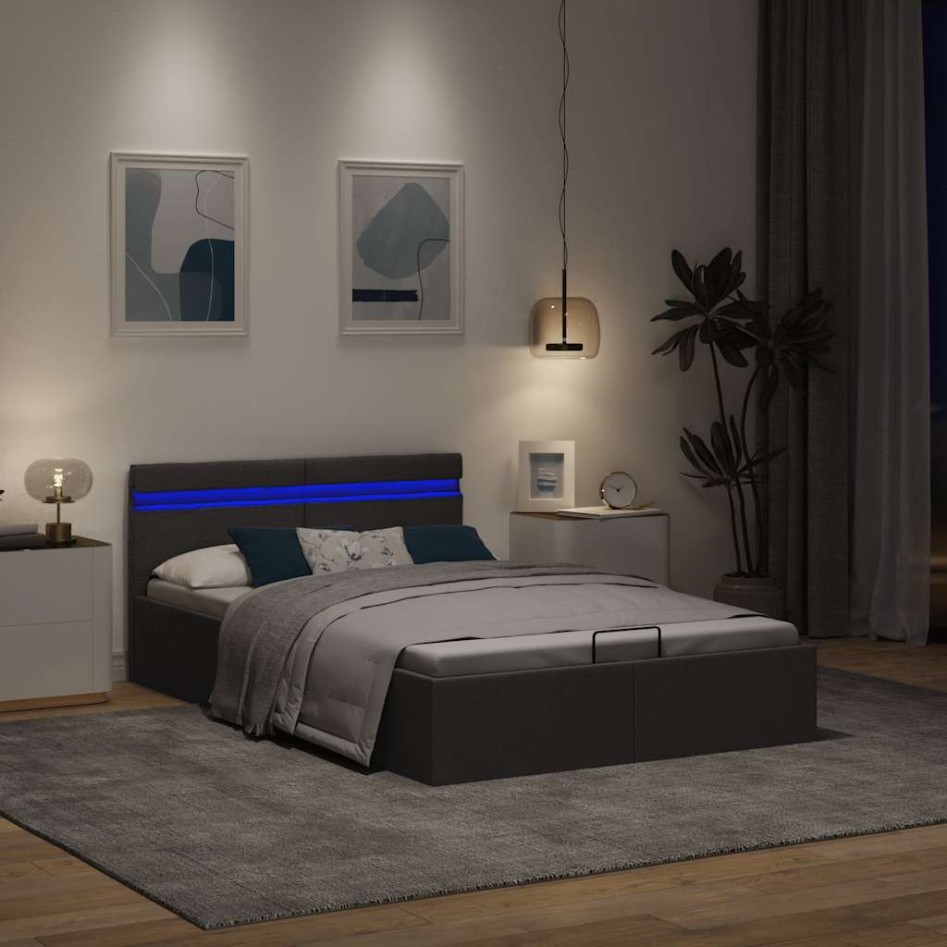 Cama canapé hidráulica de almacenaje sin colchón gris