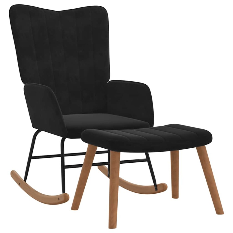 Silla mecedora con reposapiés terciopelo