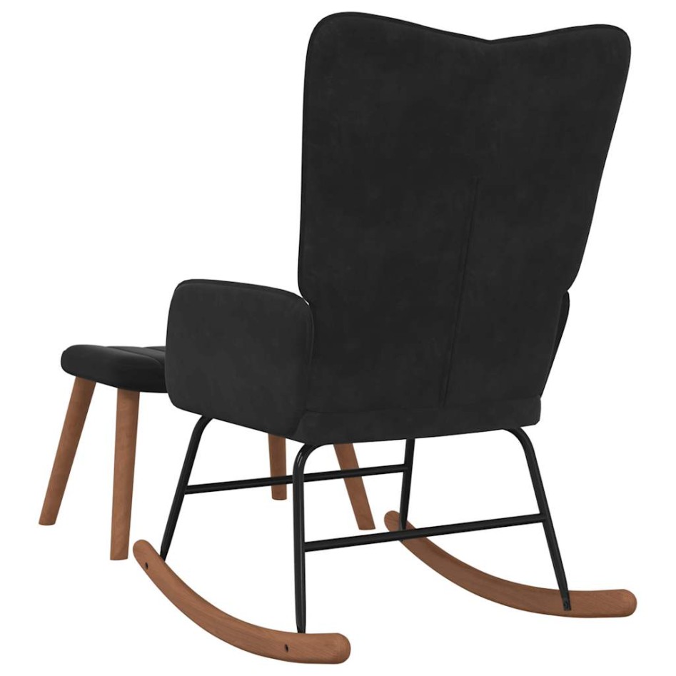 Silla mecedora con reposapiés terciopelo