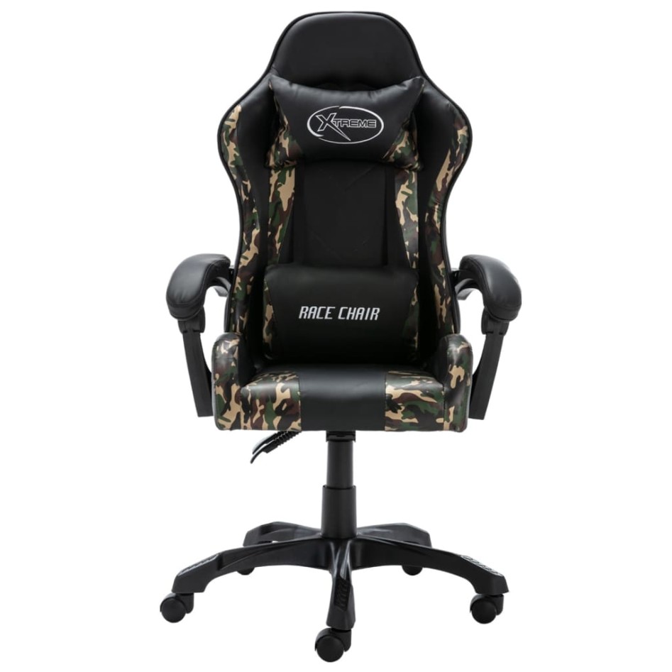 Silla gaming de cuero sintético negro y
