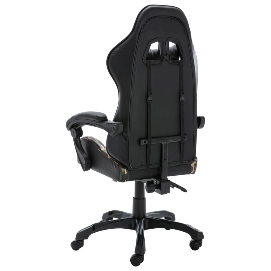 Silla gaming de cuero sintético negro y