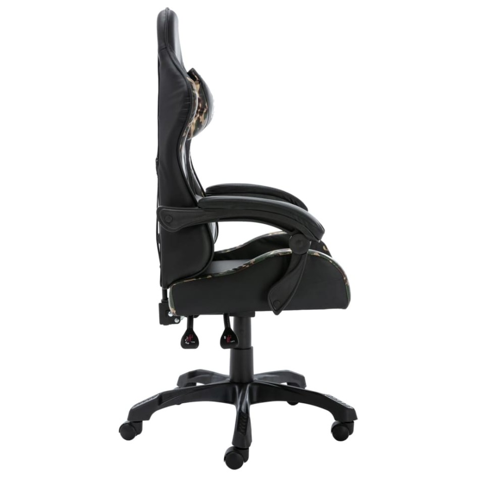 Silla gaming de cuero sintético negro y