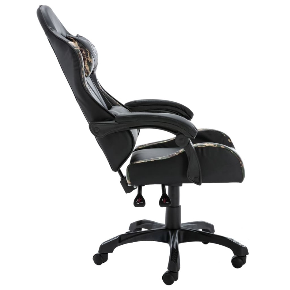 Silla gaming de cuero sintético negro y