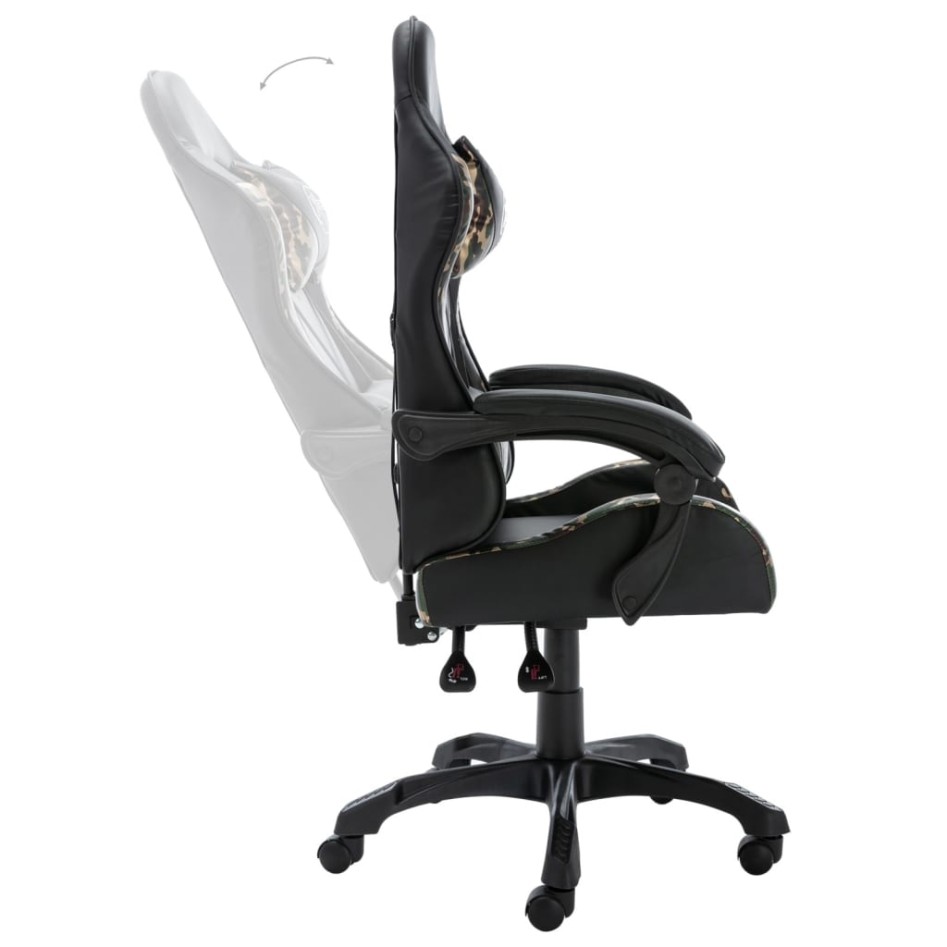 Silla gaming de cuero sintético negro y