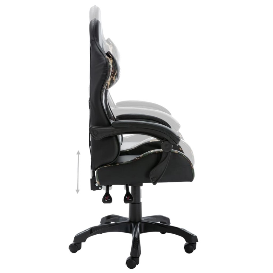 Silla gaming de cuero sintético negro y