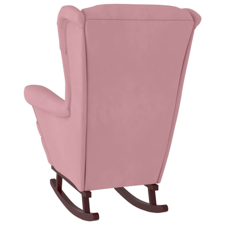 Silla mecedora con patas de madera de caucho terciopelo