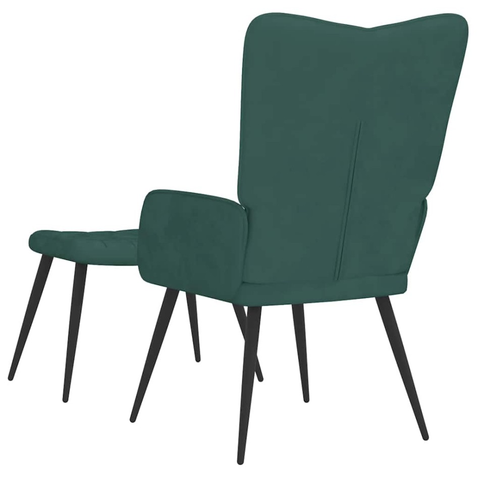 Sillón de relax con taburete terciopelo verde