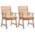 Sillas comedor de jardín 2 uds madera maciza acacia y
