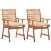 Sillas comedor de jardín 2 uds madera maciza acacia y cojines