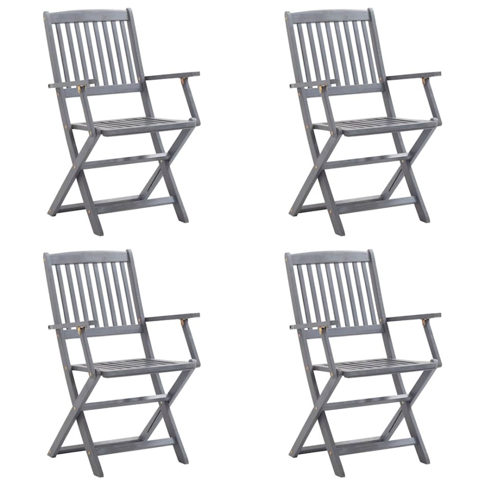 Sillas de jardín plegables 4 uds cojines madera maciza