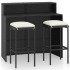 Set muebles de bar para jardín 3 piezas y cojines