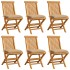 Sillas de jardín 6 uds con cojines beige madera de