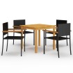 Juego de comedor para jardín 5 piezas negro