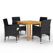 Juego de comedor de jardín de 5 piezas negro