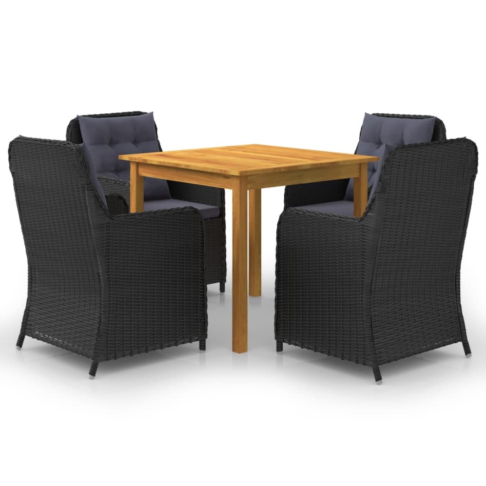 3067729  5 Piece Garden Dining Set Black