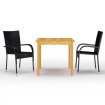 Juego de comedor para jardín 3 piezas negro