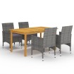 Juego de comedor para jardín de 5 piezas gris