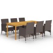 Juego de comedor de jardín de 7 piezas marrón