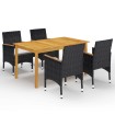 Juego de comedor de jardín de 5 piezas negro