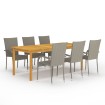 Juego de comedor para jardín de 7 piezas gris