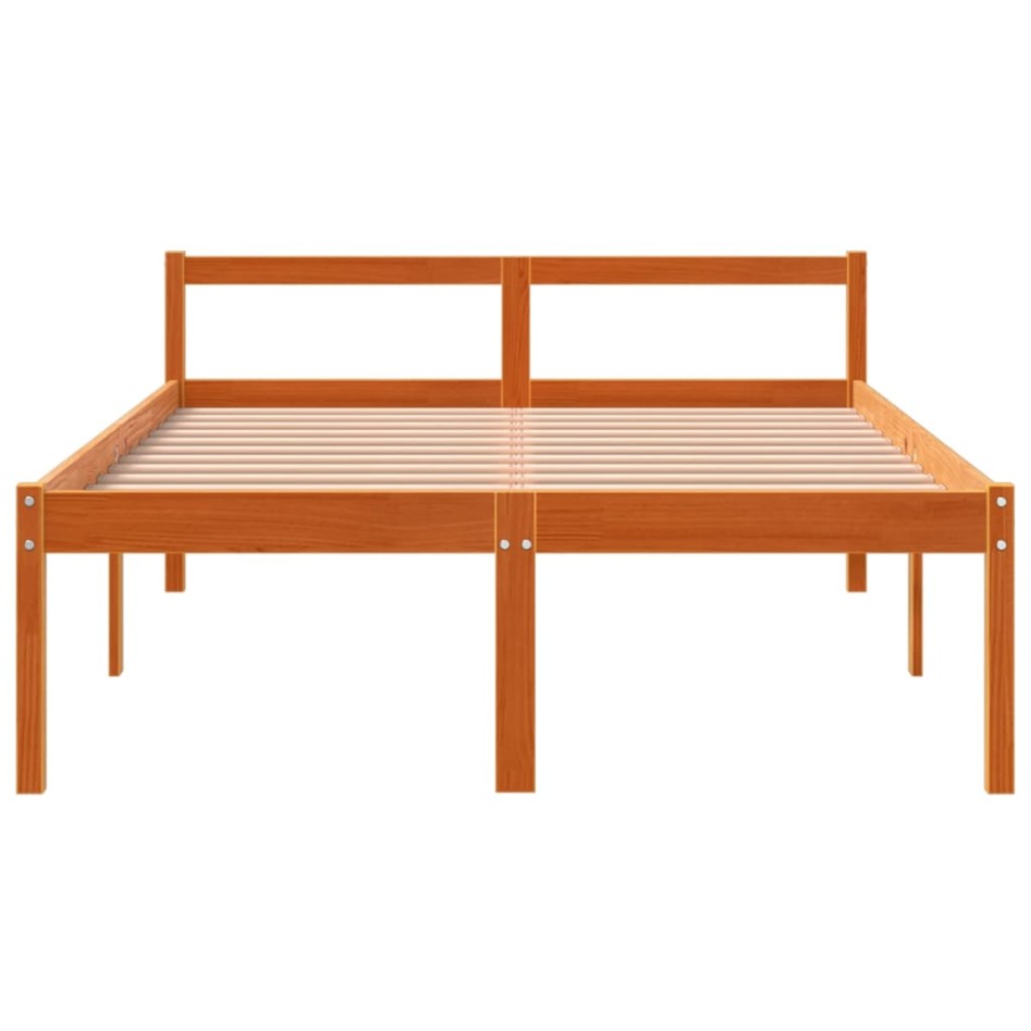 Cama para mayores madera maciza de pino marrón cera 120x190