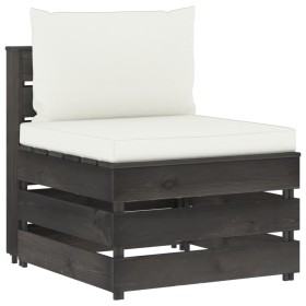 Sofá central seccional con cojines madera impregnada