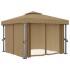 Cenador con cortina gris taupe aluminio 3x3