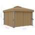 Cenador con cortina gris taupe aluminio 3x3