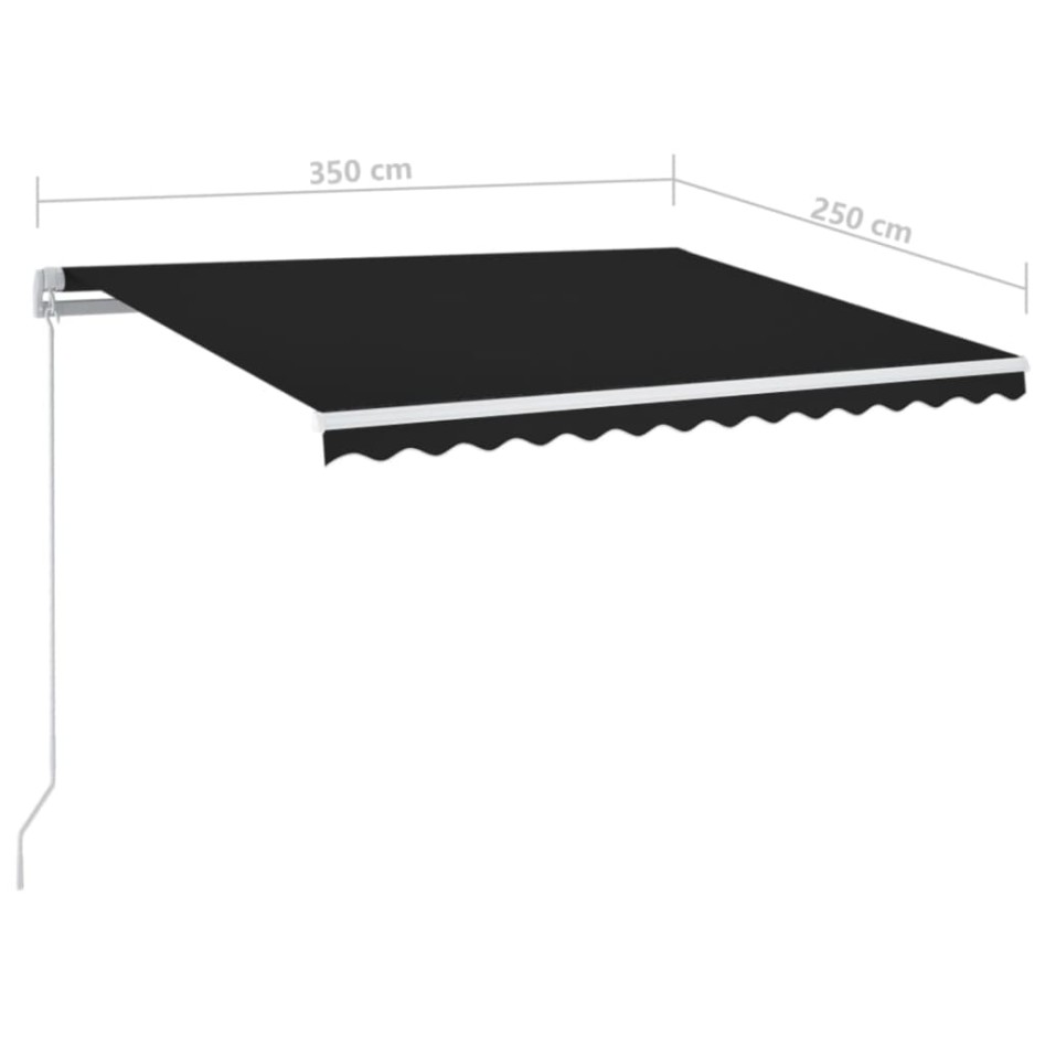Toldo manual retráctil con LED antracita 350x250