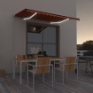 Toldo manual retráctil con LED naranja y marrón 300x250 cm