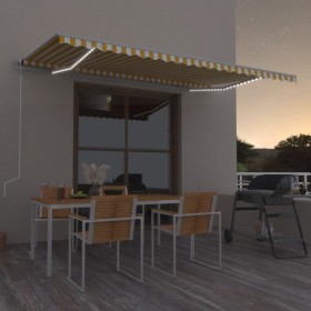 Toldo retráctil manual con luz LED amarillo y blanco 500x300