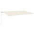 Toldo retráctil manual con luz LED color crema 600x300