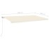 Toldo retráctil manual con luz LED color crema 600x300