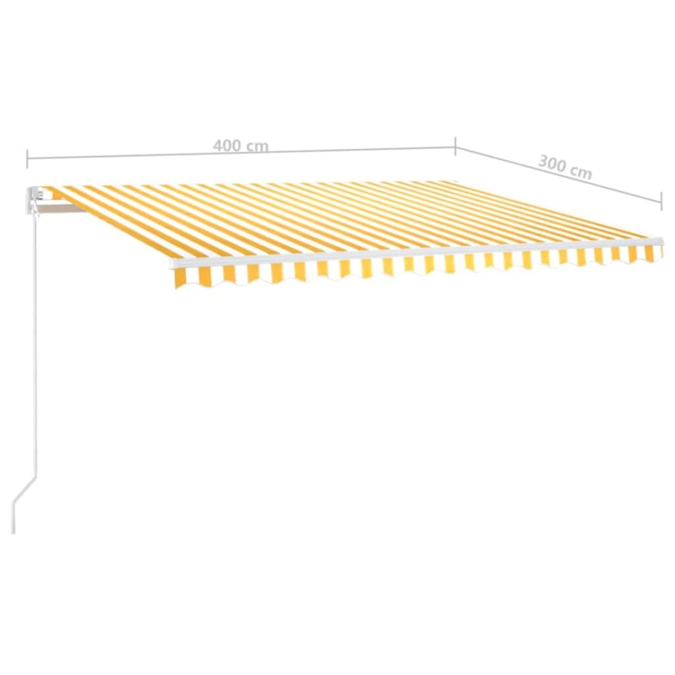 Toldo retráctil manual con LED amarillo y blanco 400x300