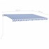 Toldo retráctil manual azul y blanco 400x350