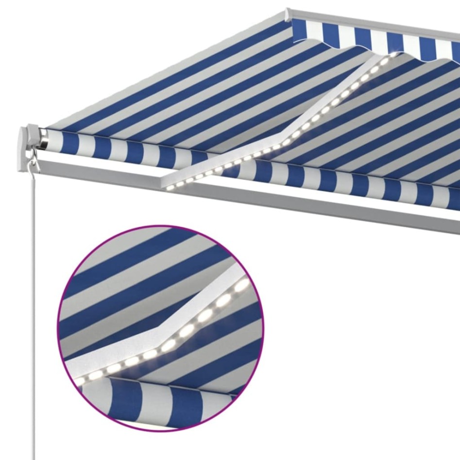 Toldo manual retráctil con LED azul y blanco 400x350