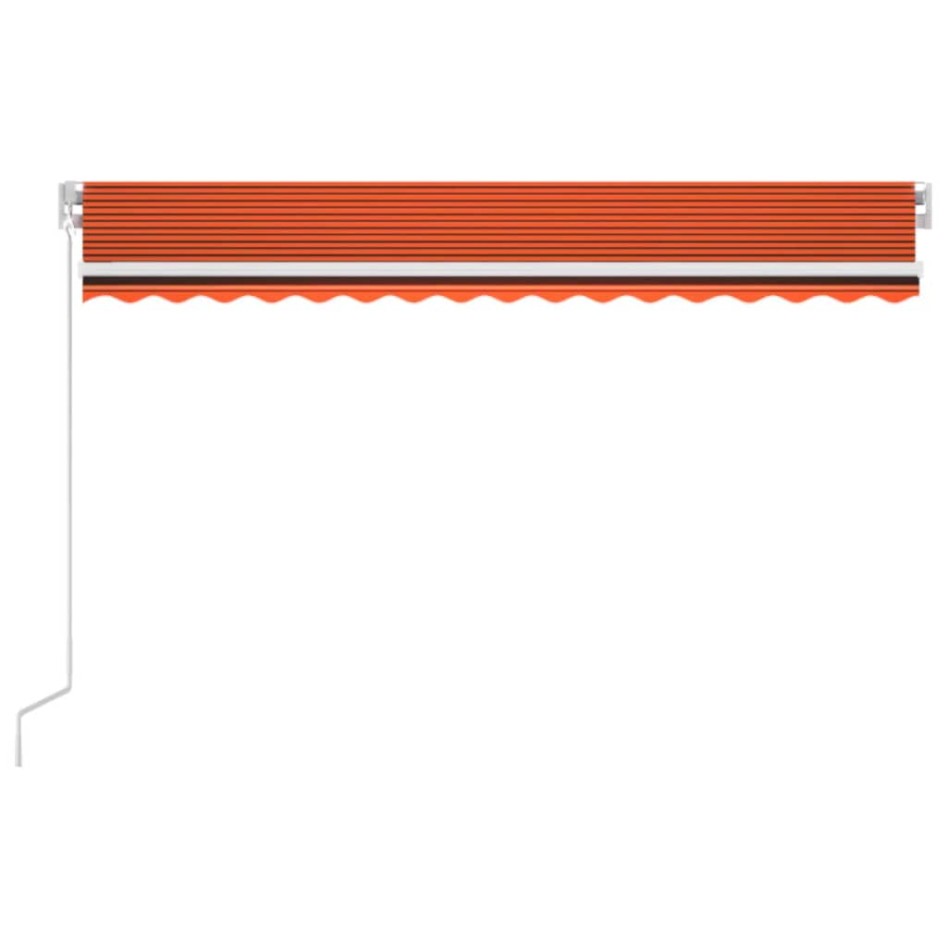 Toldo retráctil manual naranja y marrón 450x350