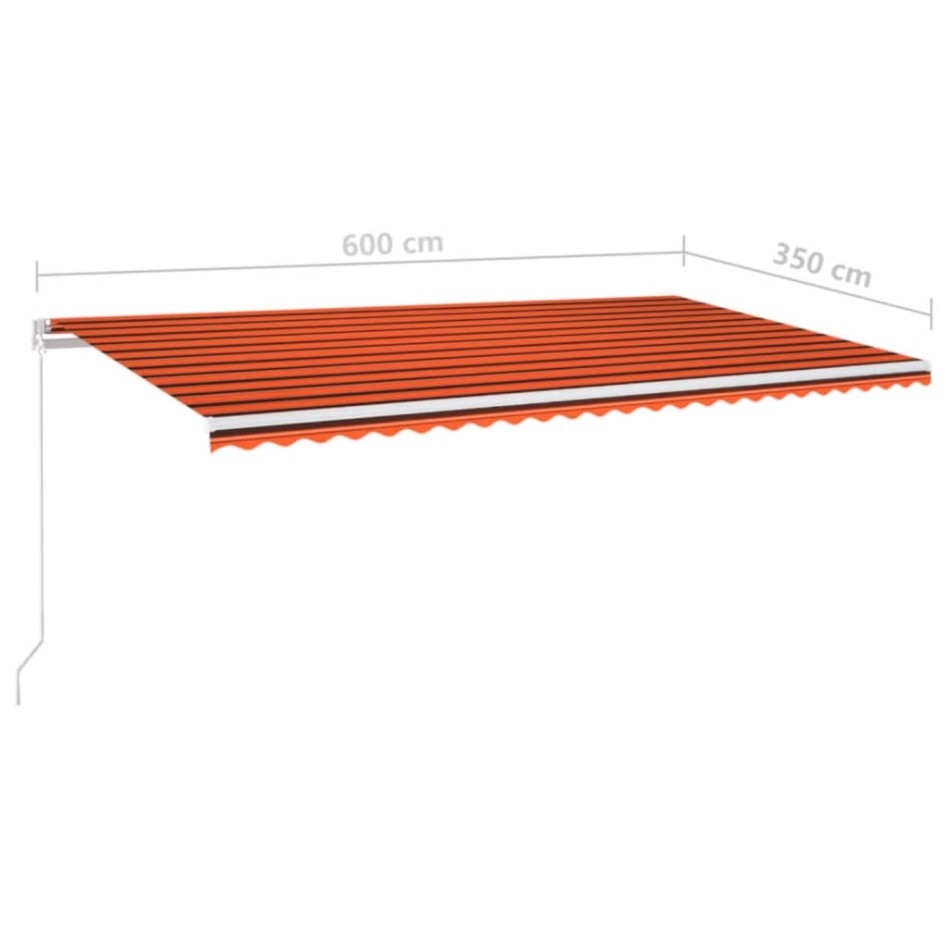 Toldo manual retráctil naranja y marrón 600x350