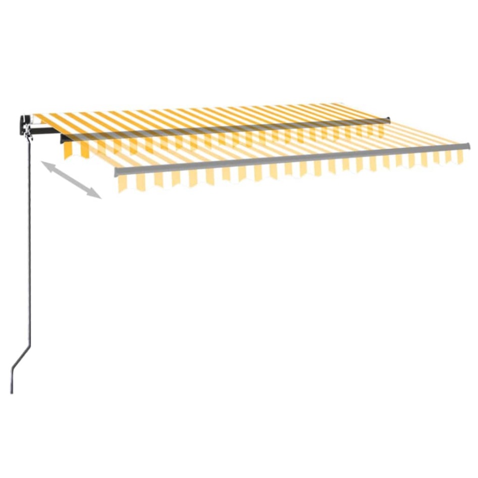Toldo retráctil manual amarillo y blanco 450x300